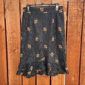 Zara lace and floral embroidered skirt